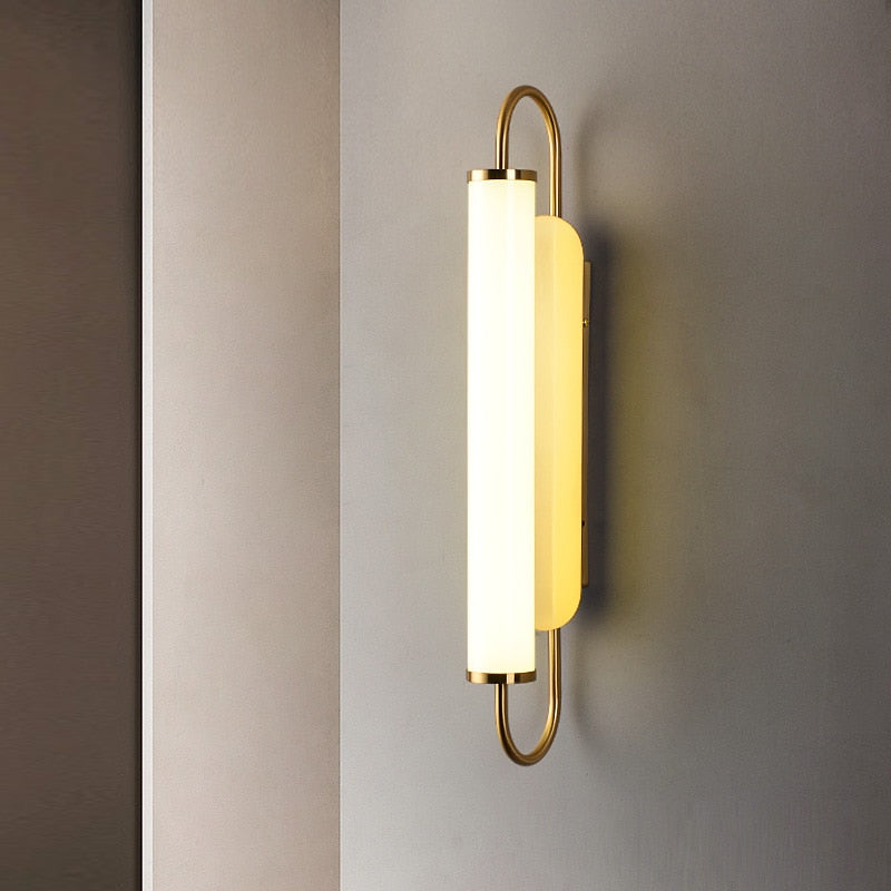 Brass Wall Lamp modern glass shade wall lamp brass finish N-Lighten