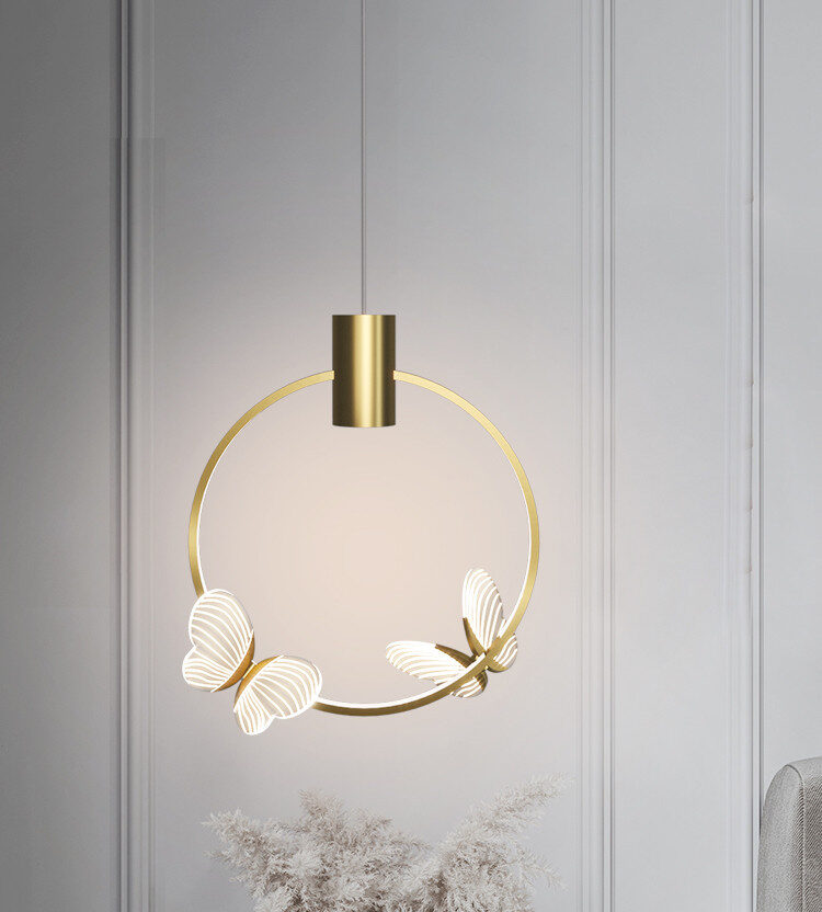 Gold butterfly pendant lamp dimensions/spec view N-Lighten