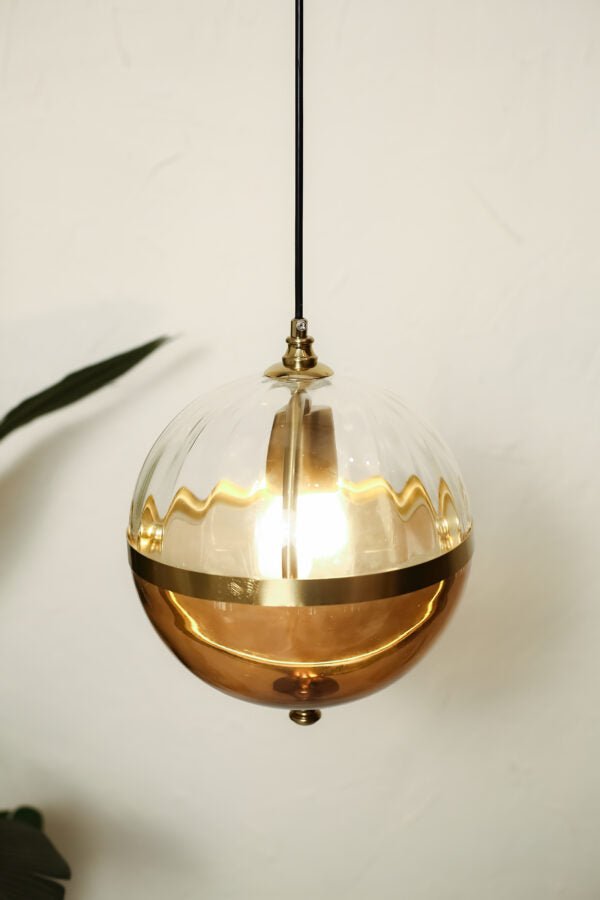 Amber Aura Globe Pendant Light | N - Lighten | Clear Glass Glow for Dining & Kitchen - N - Lighten