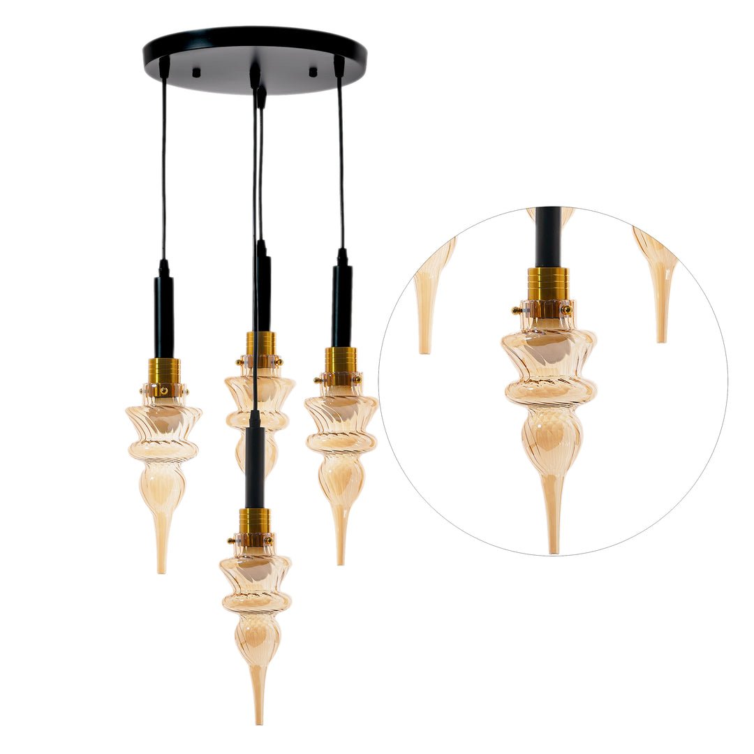 Montefino Aura Pendant Light | N - Lighten | Amber Glass Glow for Dining & Foyer - N - Lighten