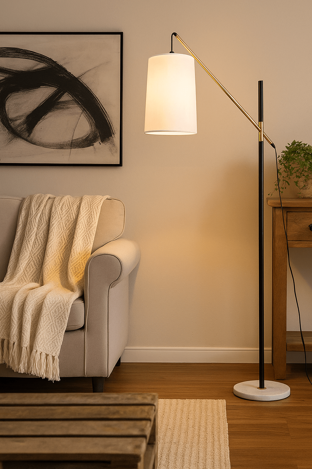 Nordic Halo Black Gold Floor Lamp | N - Lighten | Minimalist Shade for Living Rooms & Bedrooms - N - Lighten