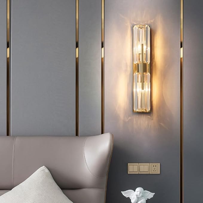 Crystal wall lamp in gold finish by N-Lighten
