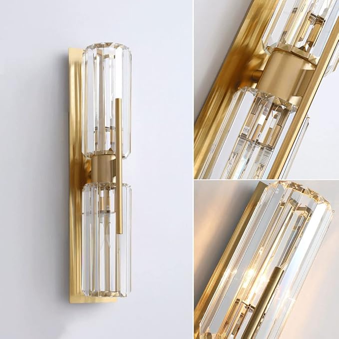 Gold wall light decorative crystal detail N-Lighten