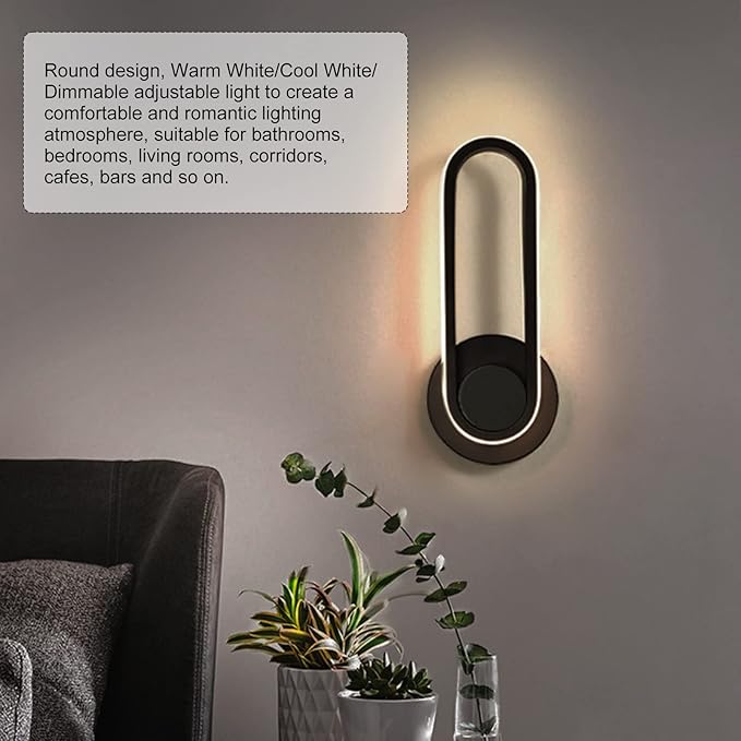 Black Wall Lamp 3CCT wall light black finish N-Lighten