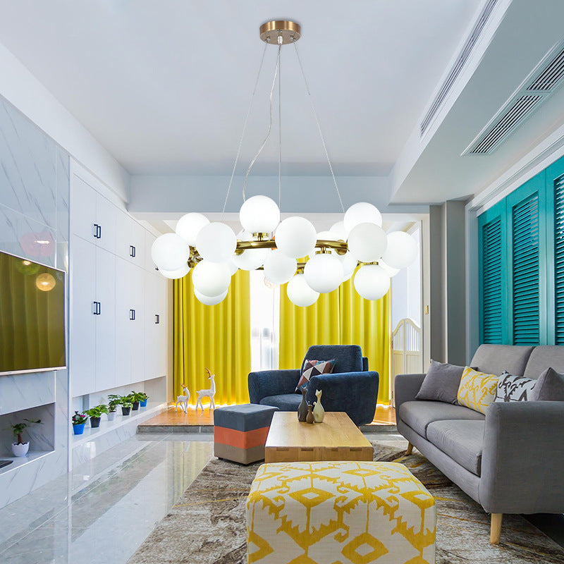 Gold Ring Chandelier frosted globe ring chandelier N-Lighten