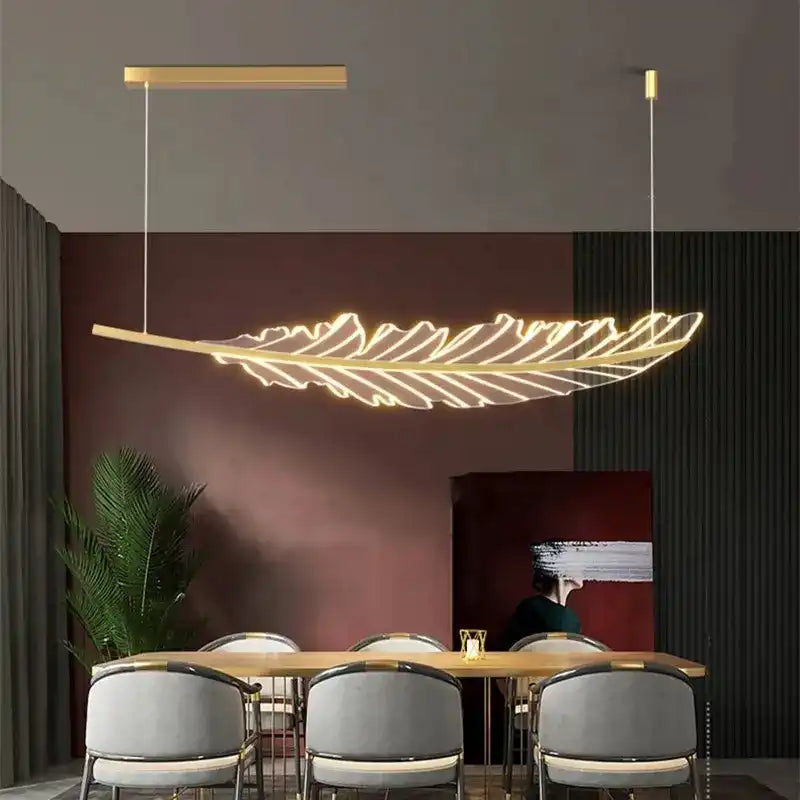 Gold Leaf Chandelier linear chandelier gold finish N-Lighten