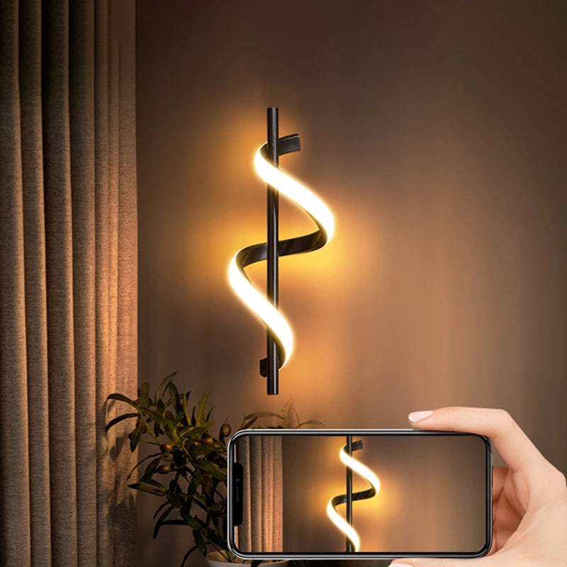 Spiral wall lamp angled view N-Lighten