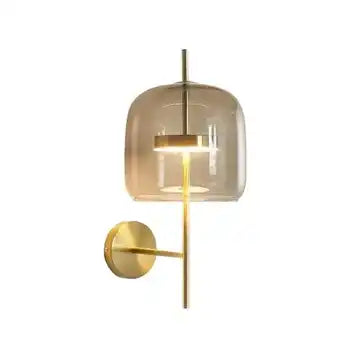 Gold Wall Lamp wall light amber glass gold finish N-Lighten