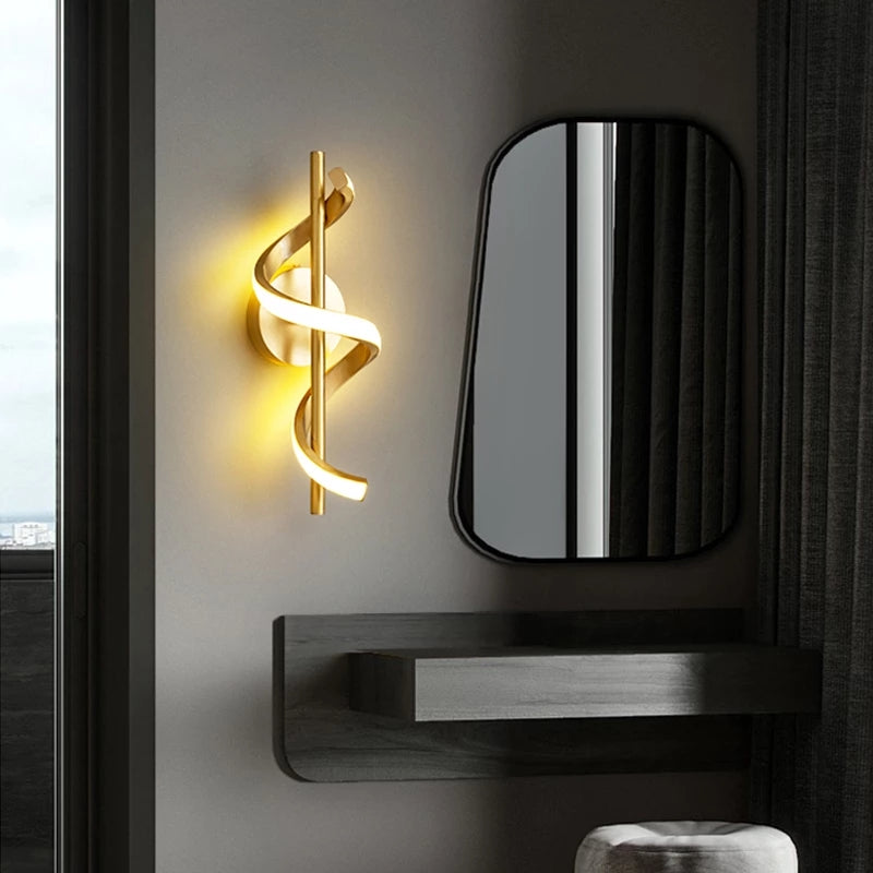 Modern spiral LED wall lamp mounted on wall N-Lighten
