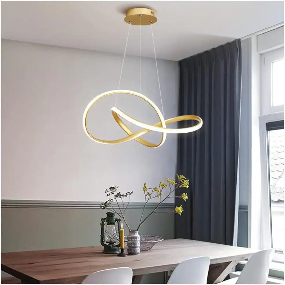 Gold pendant light ceiling mounted ring chandelier detail N-Lighten