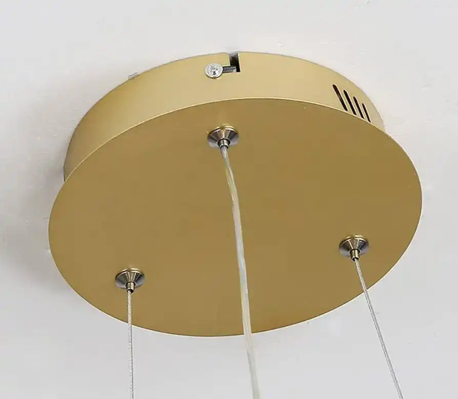 Gold pendant light modern tricolor LED chandelier angle view N-Lighten