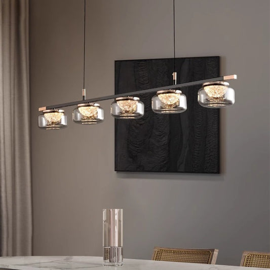 Black Linear Chandelier chandelier black finish N-Lighten