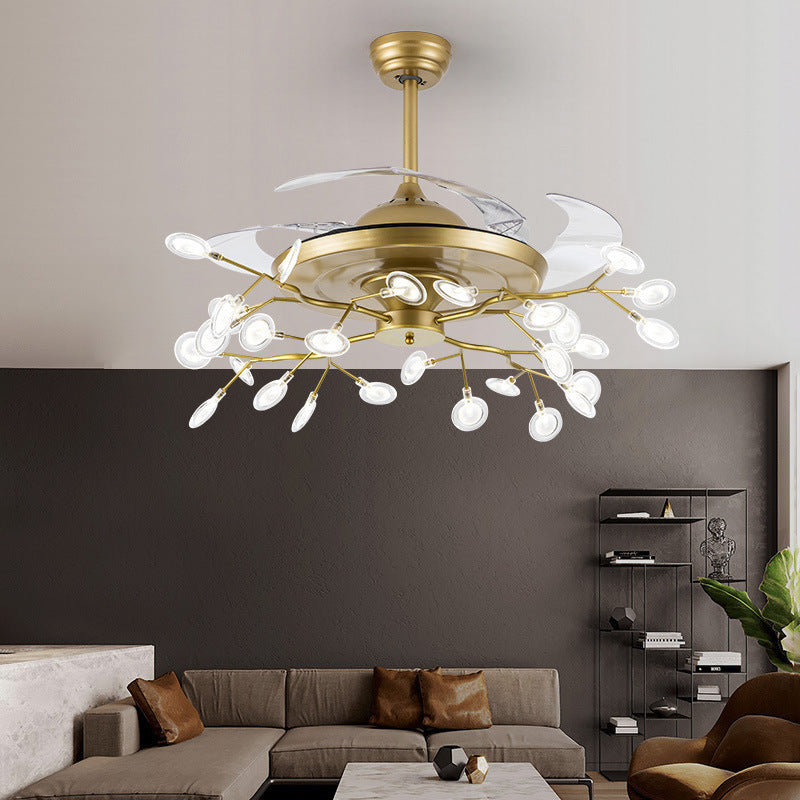 Brass Fan Chandelier remote control ceiling mount N-Lighten