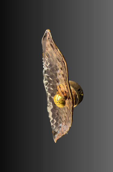 Modern Nordic rose gold glass wall light close-up by N-Lighten