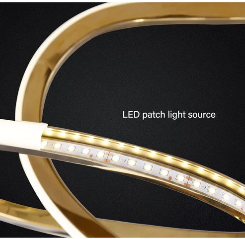 Gold ring chandelier detail built-in LED N-Lighten