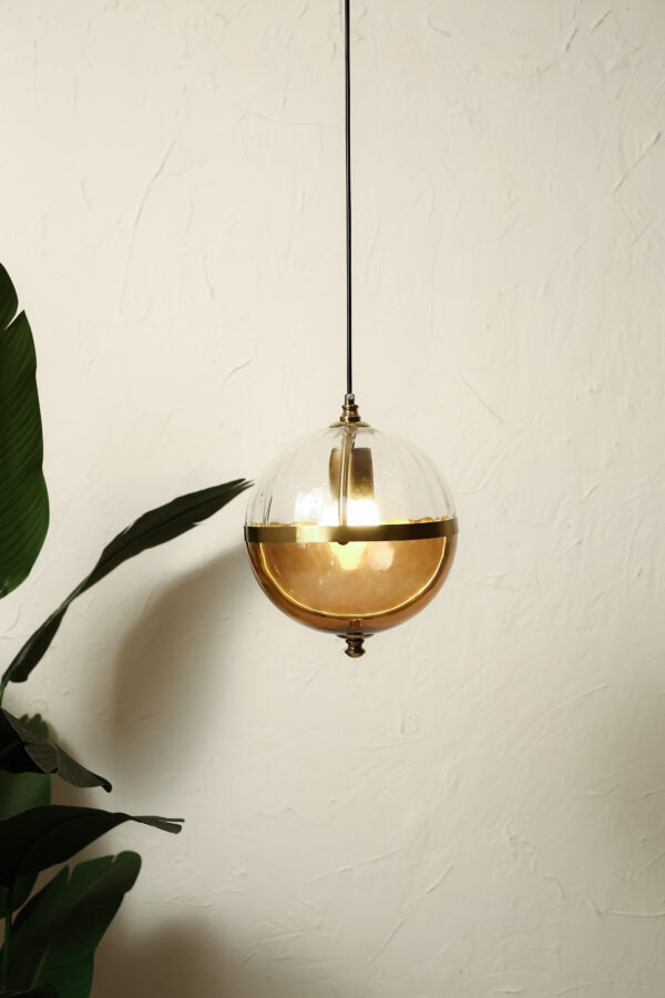 Amber clear glass globe pendant light - N-Lighten