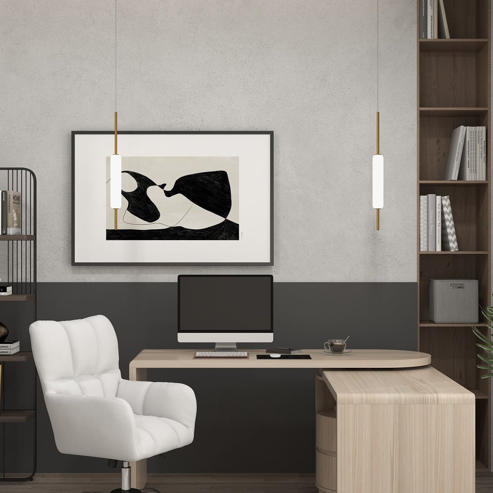 Alabaster Halo Pendant Light | N - Lighten | Built - in LED for Kitchen Island & Dining - N - Lighten