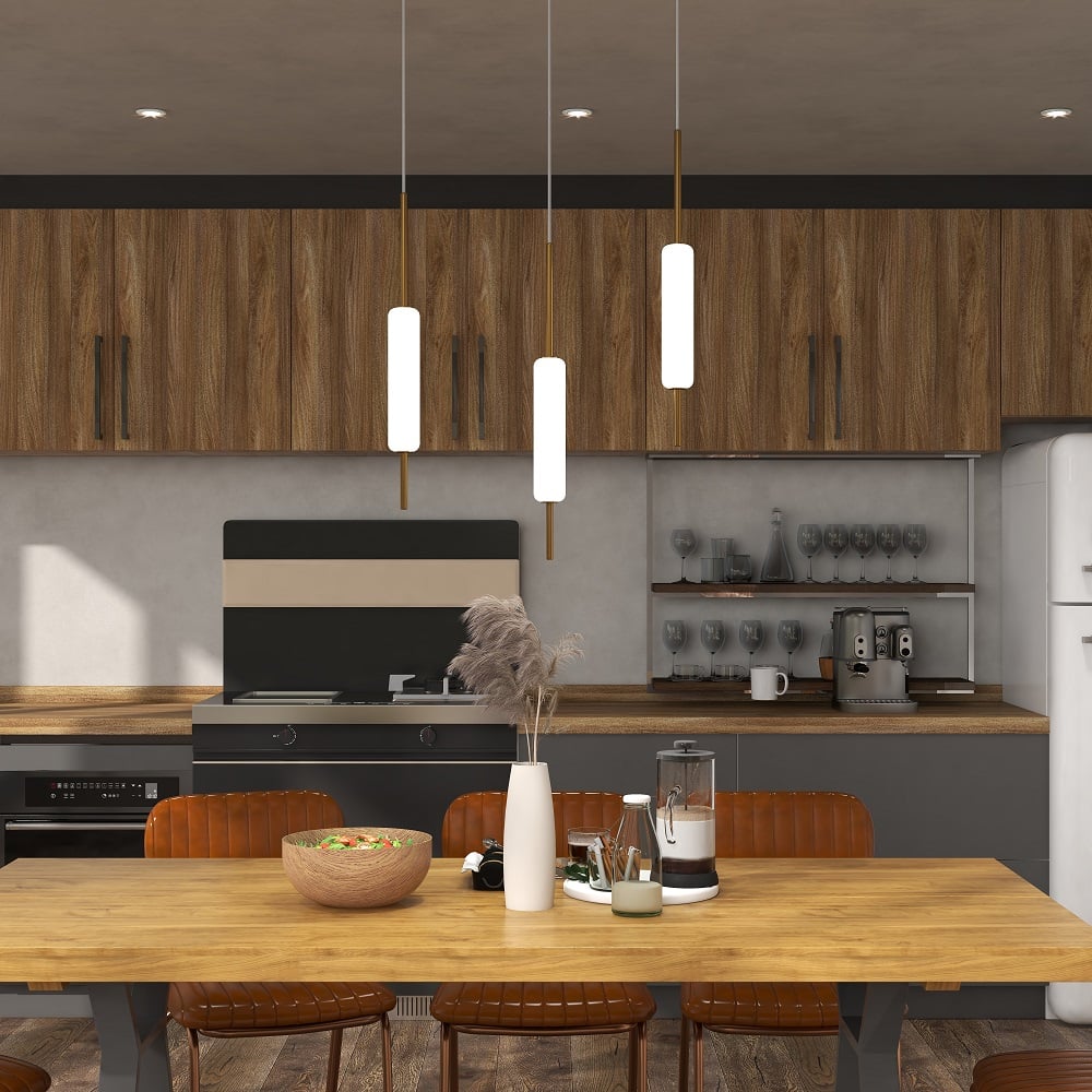 Alabaster Halo Pendant Light | N - Lighten | Built - in LED for Kitchen Island & Dining - N - Lighten