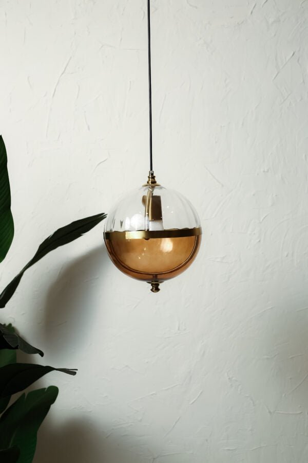 Amber Aura Globe Pendant Light | N - Lighten | Clear Glass Glow for Dining & Kitchen - N - Lighten