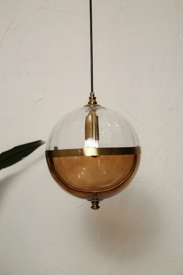 Amber Aura Globe Pendant Light | N - Lighten | Clear Glass Glow for Dining & Kitchen - N - Lighten