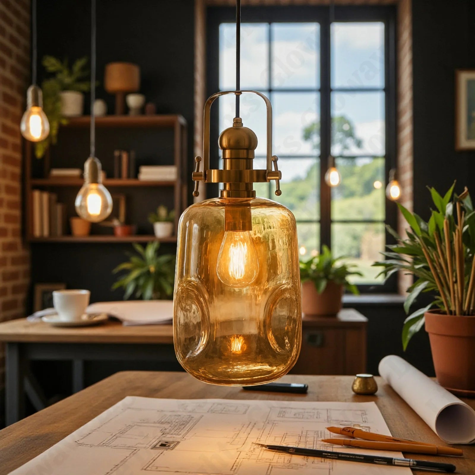 Amber Halo Pendant Lamp | N - Lighten | Warm White Glow for Bedside & Foyer - N - Lighten