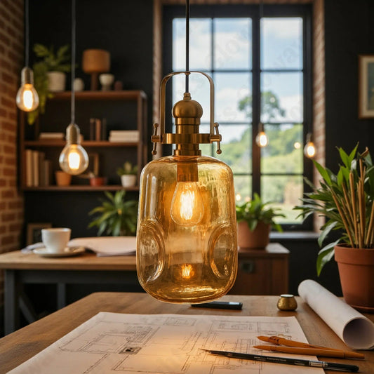 Amber Halo Pendant Lamp | N - Lighten | Warm White Glow for Bedside & Foyer - N - Lighten