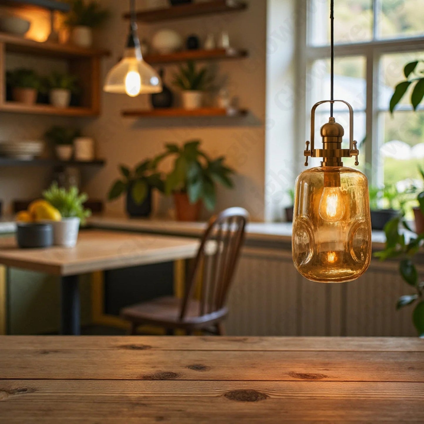 Amber Halo Pendant Lamp | N - Lighten | Warm White Glow for Bedside & Foyer - N - Lighten