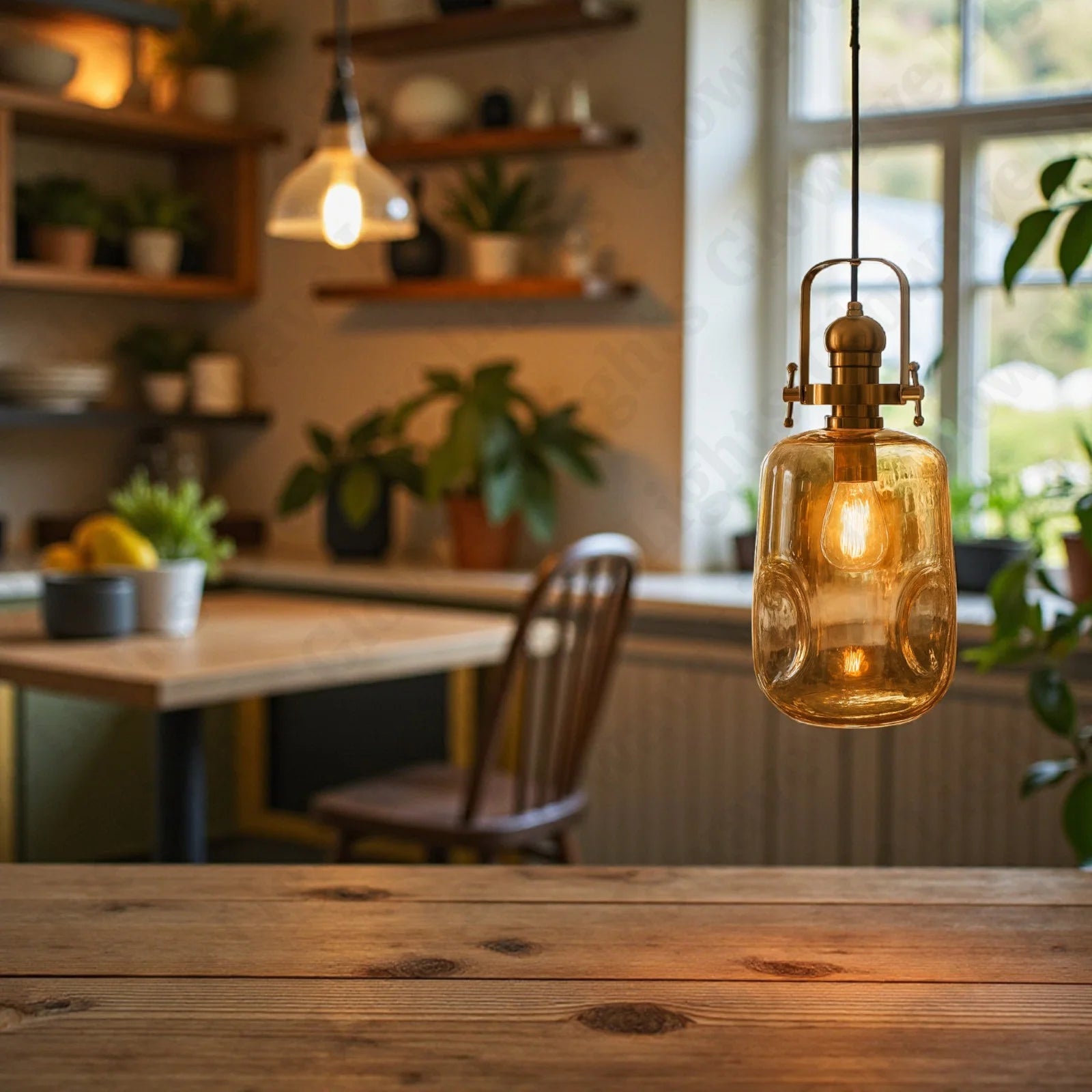 Amber Halo Pendant Lamp | N - Lighten | Warm White Glow for Bedside & Foyer - N - Lighten