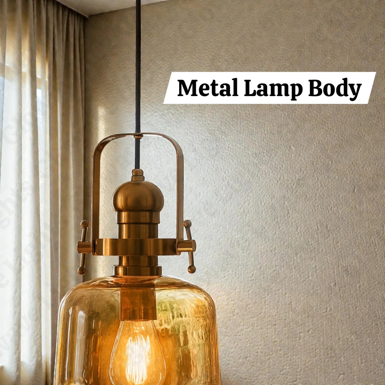 Amber Halo Pendant Lamp | N - Lighten | Warm White Glow for Bedside & Foyer - N - Lighten