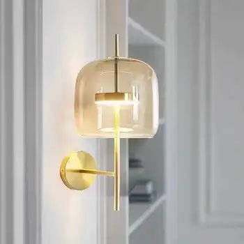 AmberGlow Gold Wall Lamp | N - Lighten | Built - in LED for Bedside & Hallway - N - Lighten