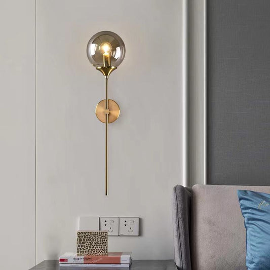 Aurelia Amber Wall Light | N - Lighten | Glass Globe E27 Sconce for Bedroom & Living Room - N - Lighten