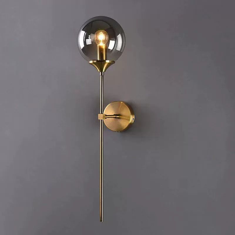 Aurelia Amber Wall Light | N - Lighten | Glass Globe E27 Sconce for Bedroom & Living Room - N - Lighten