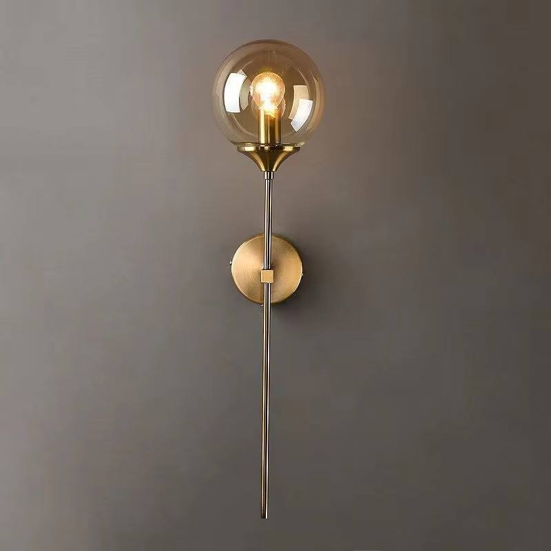 Aurelia Amber Wall Light | N - Lighten | Glass Globe E27 Sconce for Bedroom & Living Room - N - Lighten