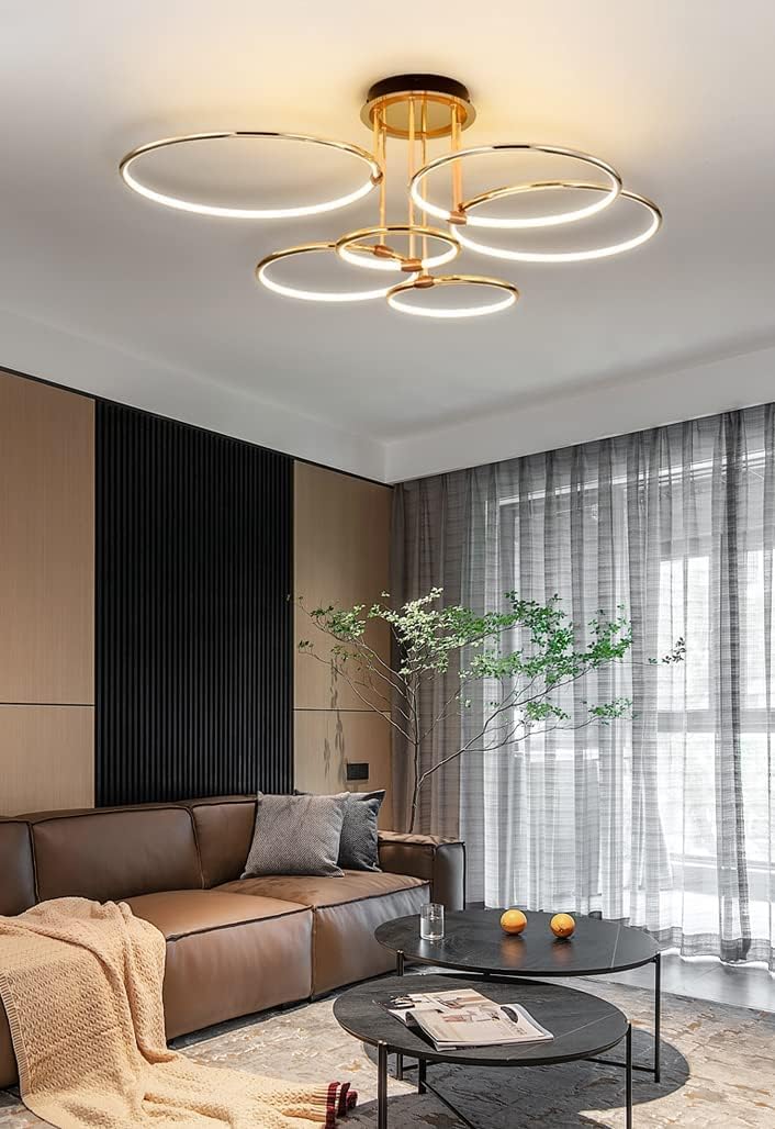 Aurelia Orbit Gold Ceiling Light | N - Lighten | 6 - Ring LED Glow for Living Room & Bedroom - N - Lighten