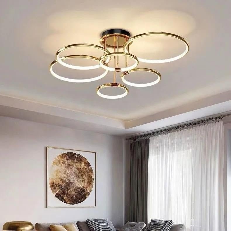 Aurelia Orbit Gold Ceiling Light | N - Lighten | 6 - Ring LED Glow for Living Room & Bedroom - N - Lighten
