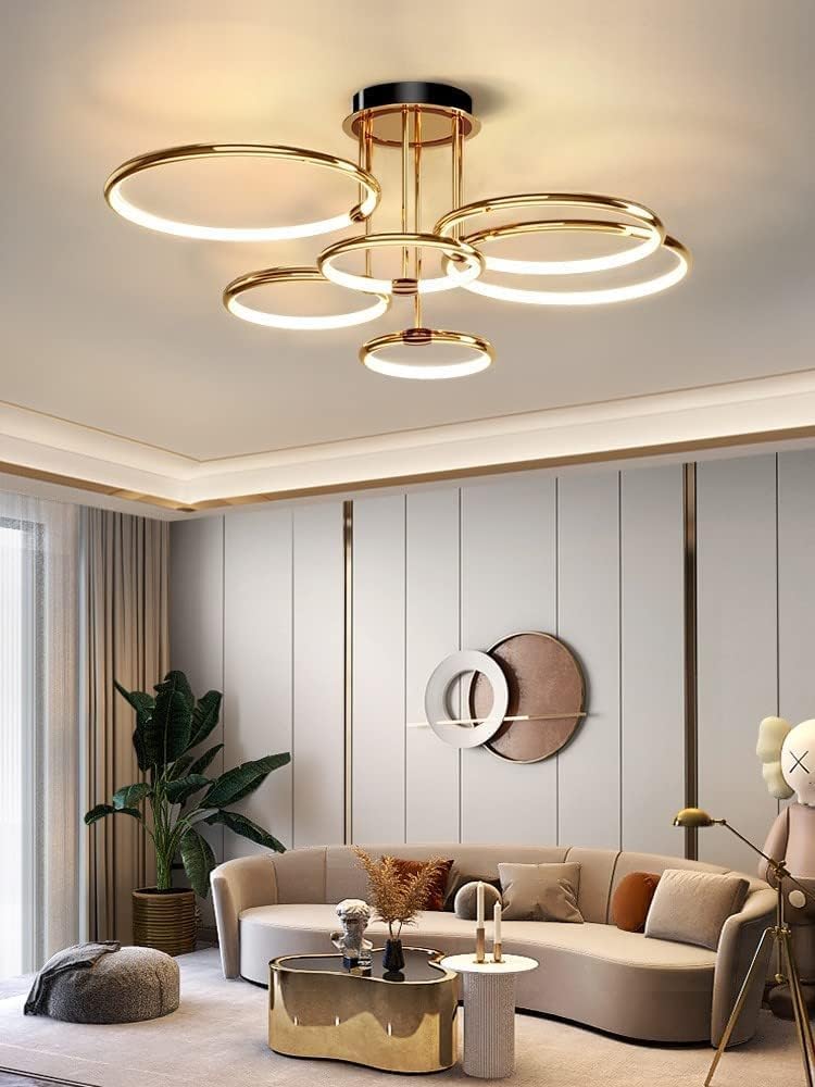 Aurelia Orbit Gold Ceiling Light | N - Lighten | 6 - Ring LED Glow for Living Room & Bedroom - N - Lighten
