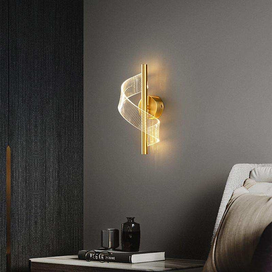 Auric Line Gold Wall Lamp | N - Lighten | Tricolor Built - In LED for Bedroom & Corridor - N - Lighten