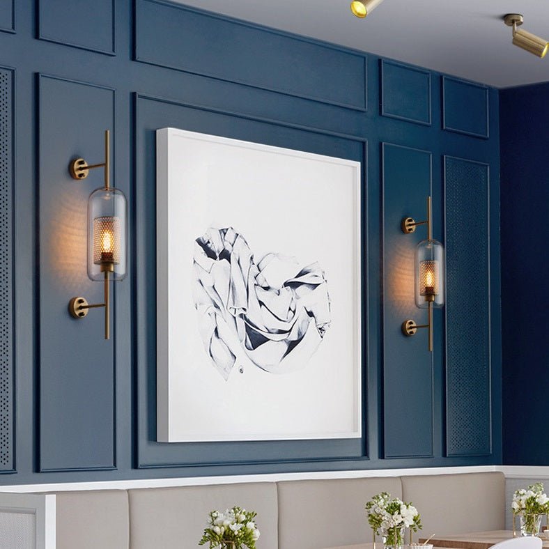 Glass Wall Sconce- Goldwall Lamp- Gold Accent for Bedroom & Hallway - Gold Wall Sconce accent lighting bedside wall light3