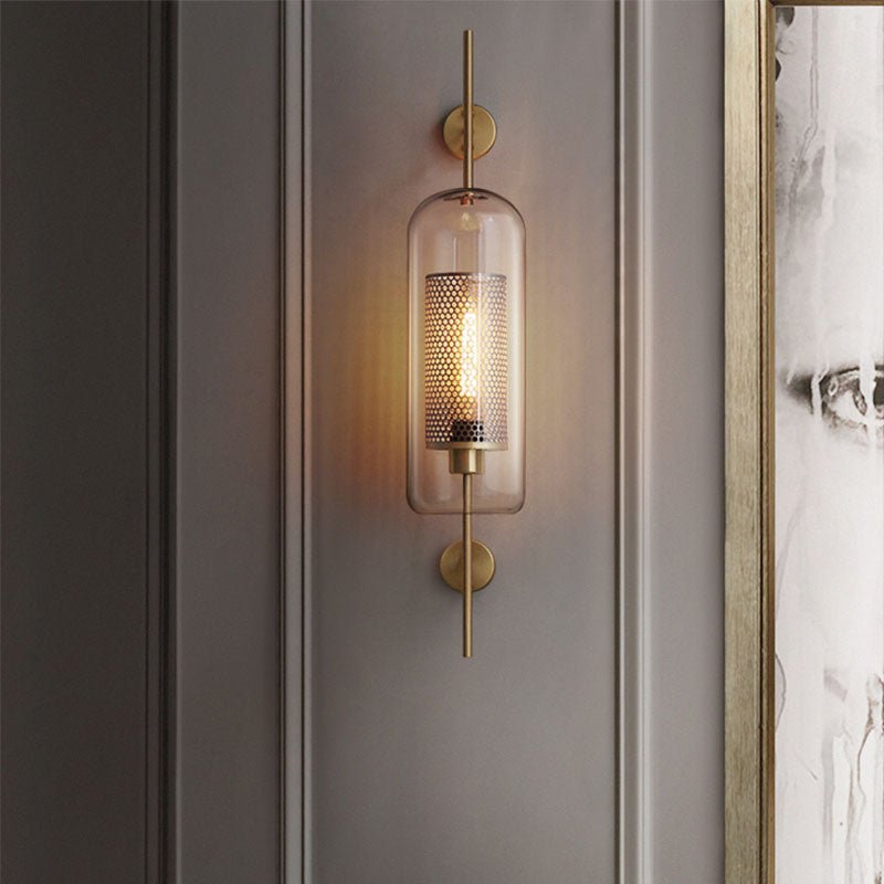 Glass Wall Sconce- Goldwall Lamp- Gold Accent for Bedroom & Hallway - Gold Wall Sconce accent lighting bedside wall light1