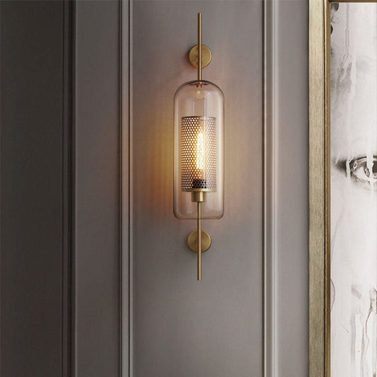 Glass Wall Sconce- Goldwall Lamp- Gold Accent for Bedroom & Hallway - Gold Wall Sconce accent lighting bedside wall light1
