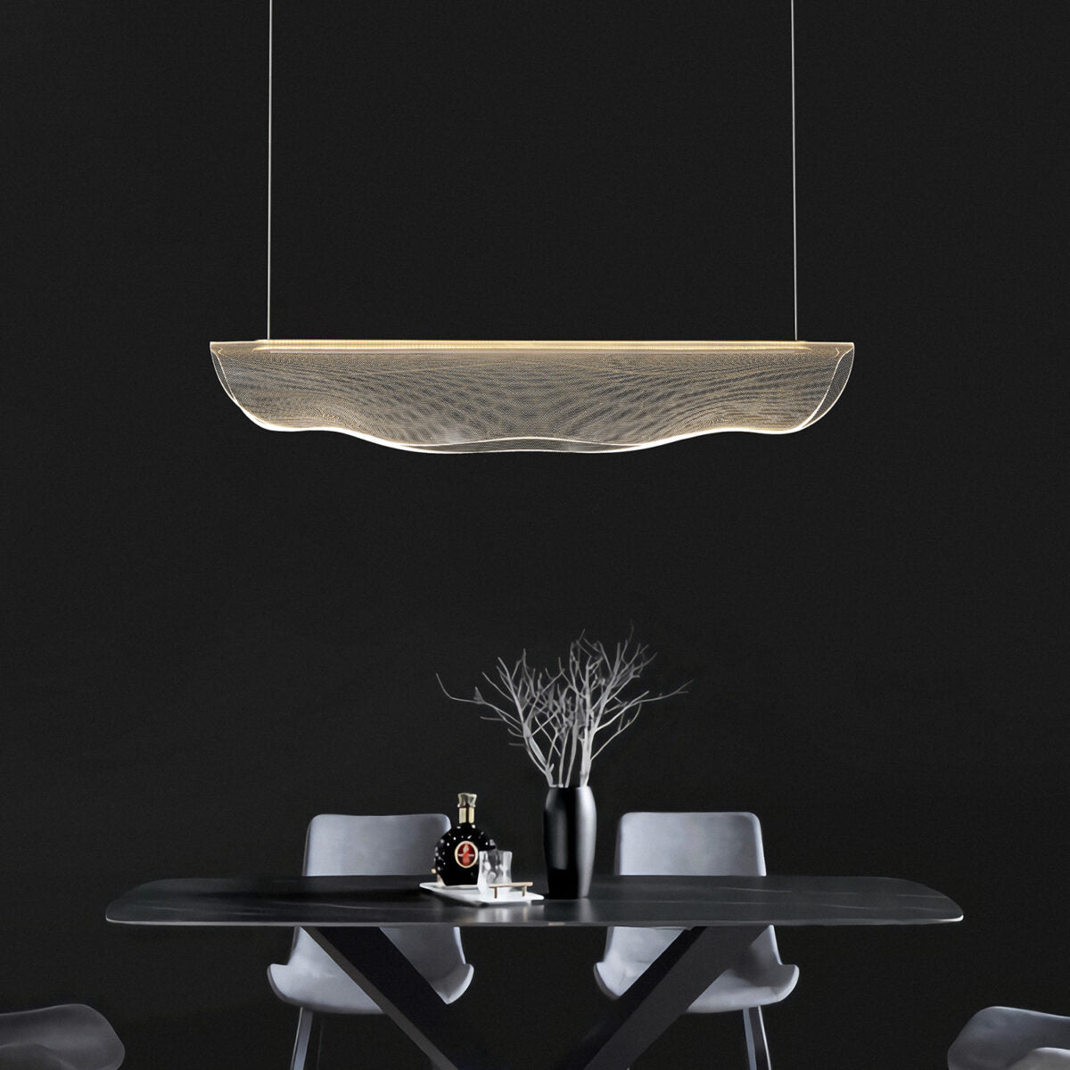 Aurora Strip Linear Chandelier | N - Lighten | Built - in LED for Dining & Kitchen Islands - N - Lighten