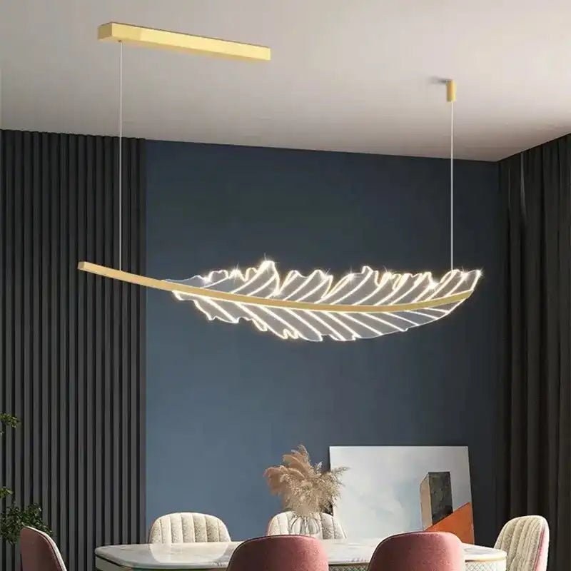 Aurum Leaf Linear Chandelier | N - Lighten | 3 - in - 1 LED for Dining & Living - N - Lighten