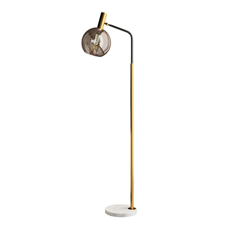 Aurum Orbit Floor Lamp | N - Lighten | Amber Glass & Marble Base for Living Rooms - N - Lighten
