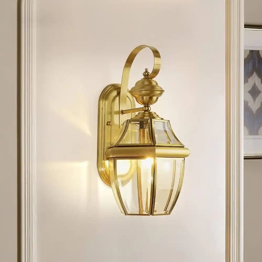 BrassSquare Guard Wall Lamp | N - Lighten | Waterproof Glass Shade for Outdoor Entryways - N - Lighten
