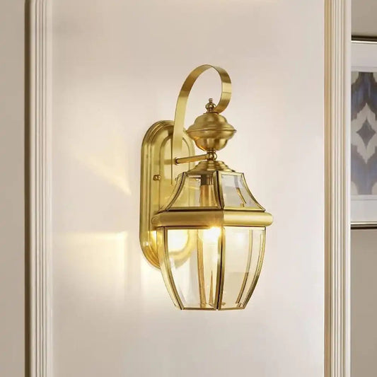 BrassSquare Guard Wall Lamp | N - Lighten | Waterproof Glass Shade for Outdoor Entryways - N - Lighten