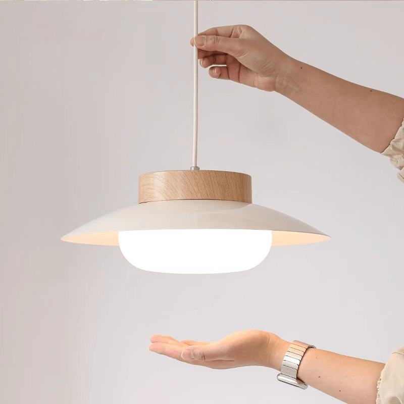 Celestial Bloom Pendant Light Set | N - Lighten | Cream & Wood LED Trio for Dining & Living - N - Lighten