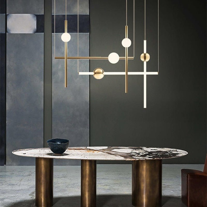Eriton Linear Chandelier | N - Lighten | Minimalist LED for Dining & Bar Counters - N - Lighten