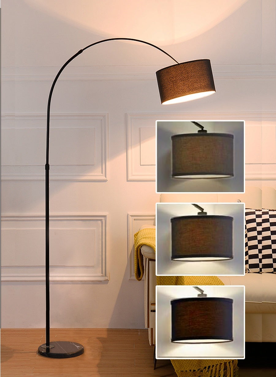 Modern arc floor lamp with marble-imitating base by N-Lighten