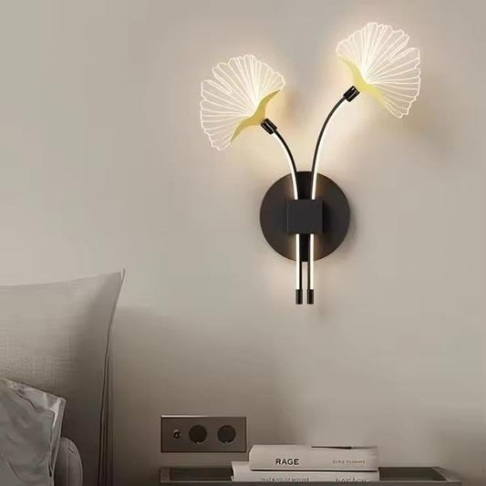 Ginkgo Duo Black Wall Sconce | N - Lighten | Tri - Color LED for Hallways & Bedrooms - N - Lighten