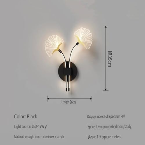 Ginkgo Duo Black Wall Sconce | N - Lighten | Tri - Color LED for Hallways & Bedrooms - N - Lighten